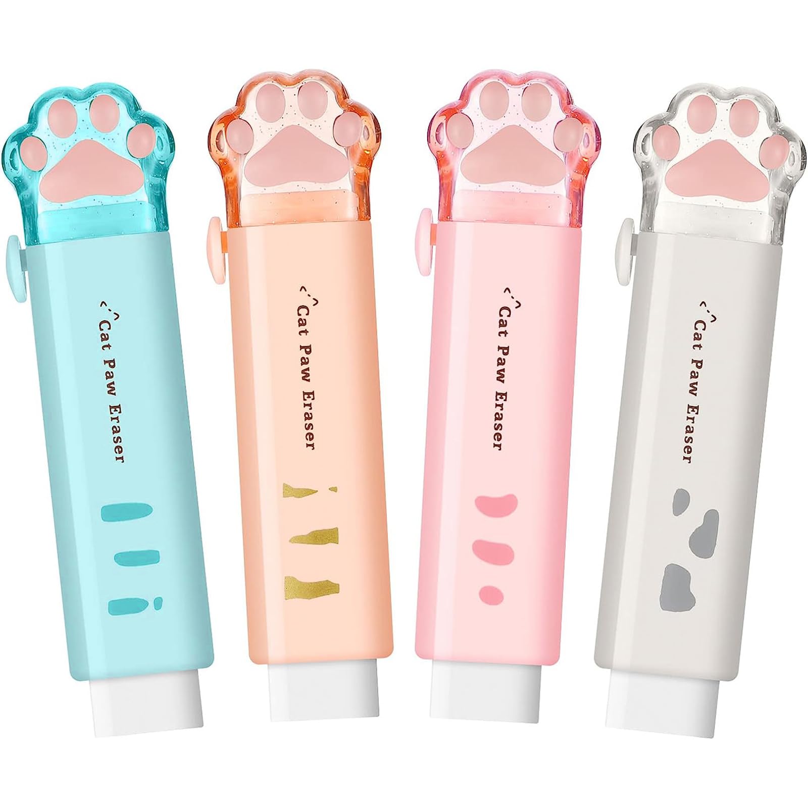 Amazon | 消しゴム 小学生 4色セット 可愛い 猫の肉球形 スティック